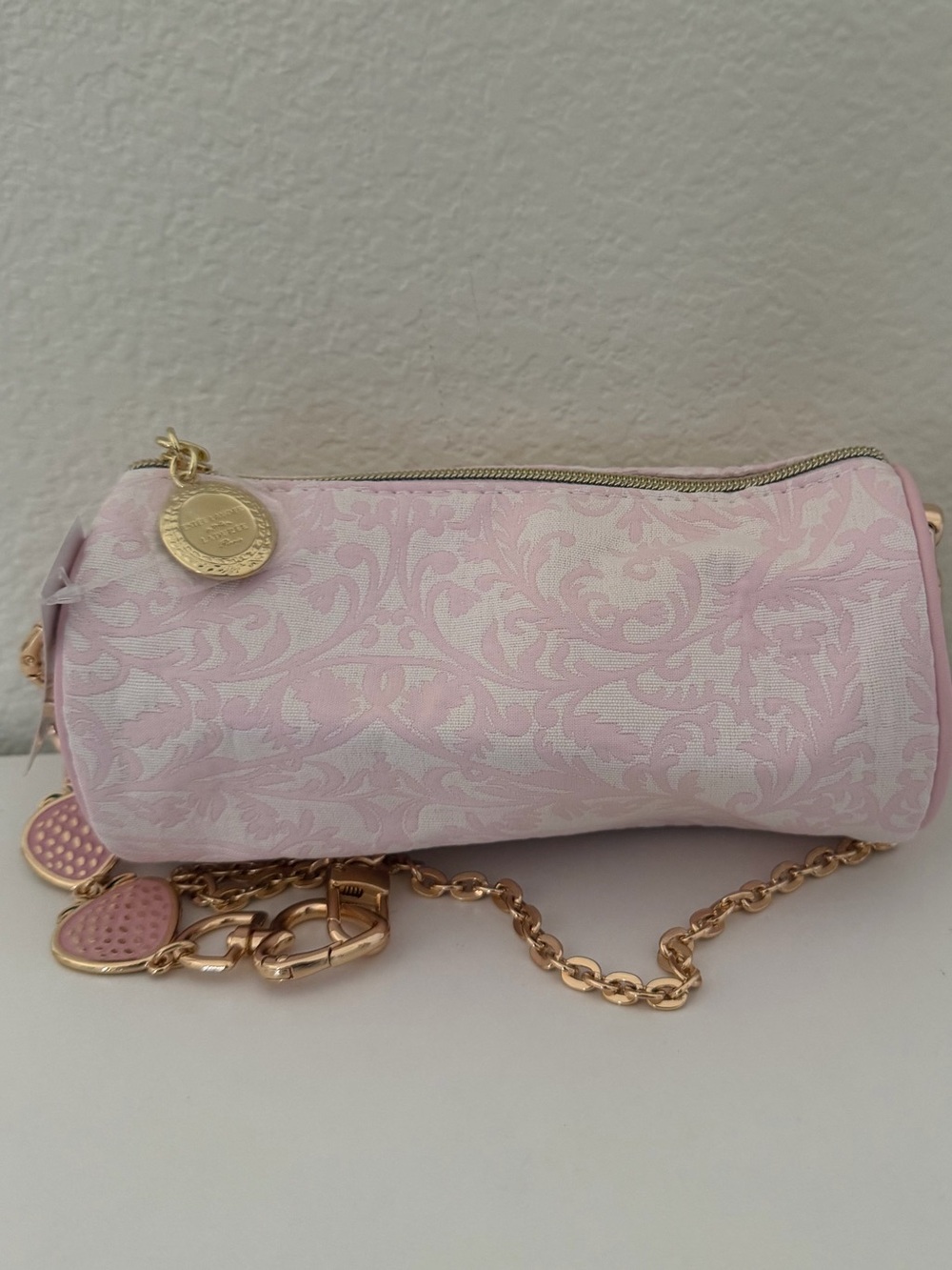 Women’s Pink Jacquard Cylinder Crossbody Bag